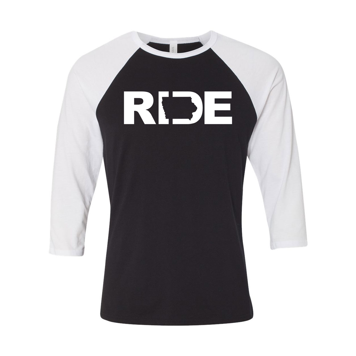 Ride Iowa Classic Raglan Shirt Black/White (White Logo)