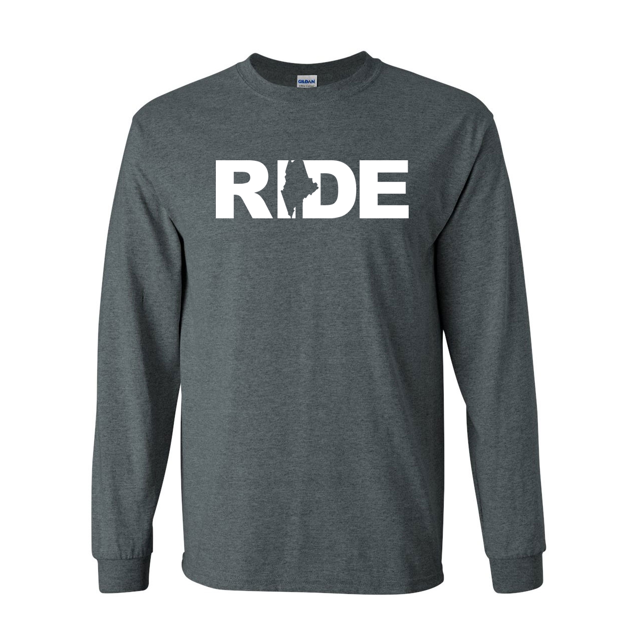 Ride Maine Classic Long Sleeve T-Shirt Dark Heather (White Logo)