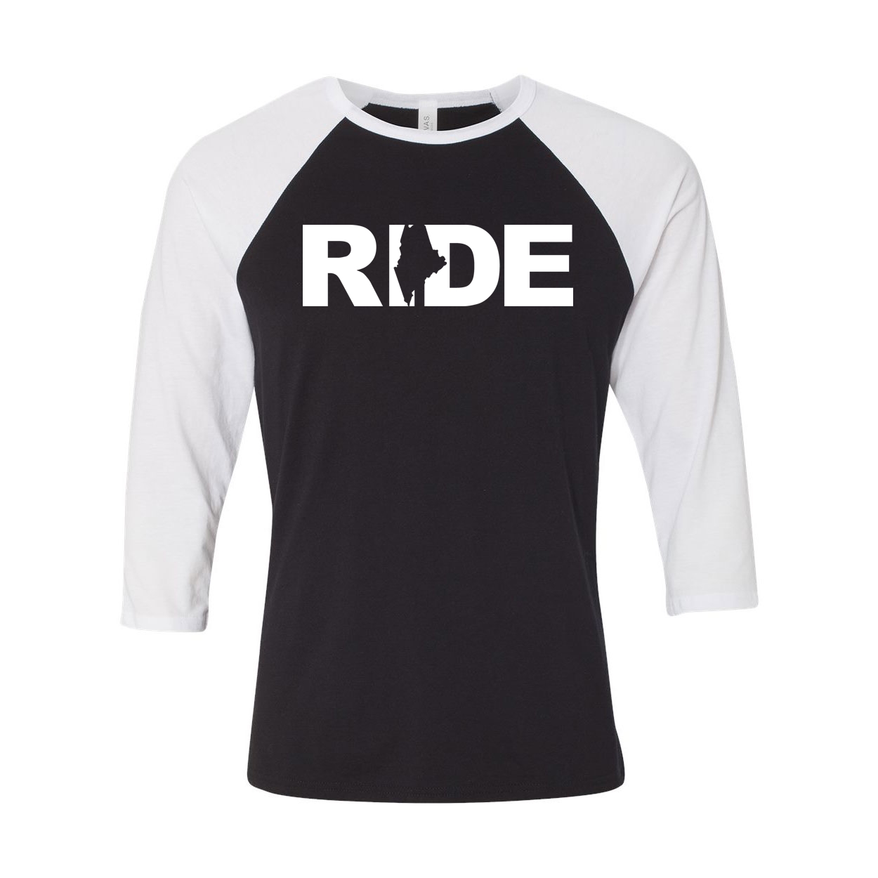 Ride Maine Classic Raglan Shirt Black/White (White Logo)