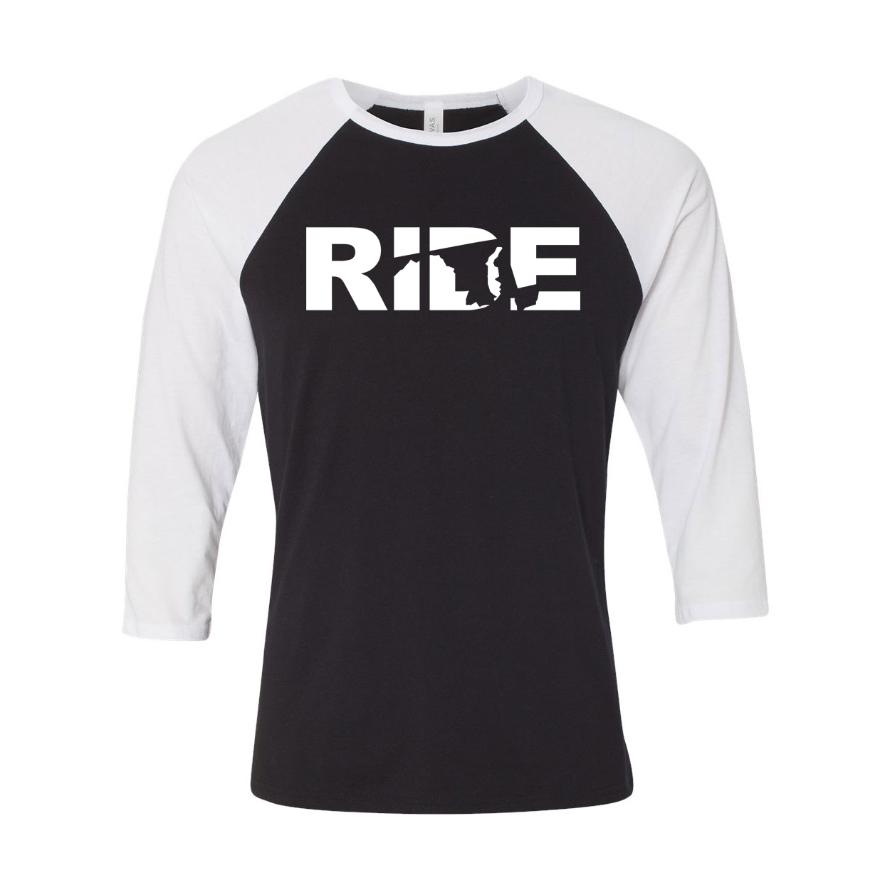 Ride Maryland Classic Raglan Shirt Black/White (White Logo)