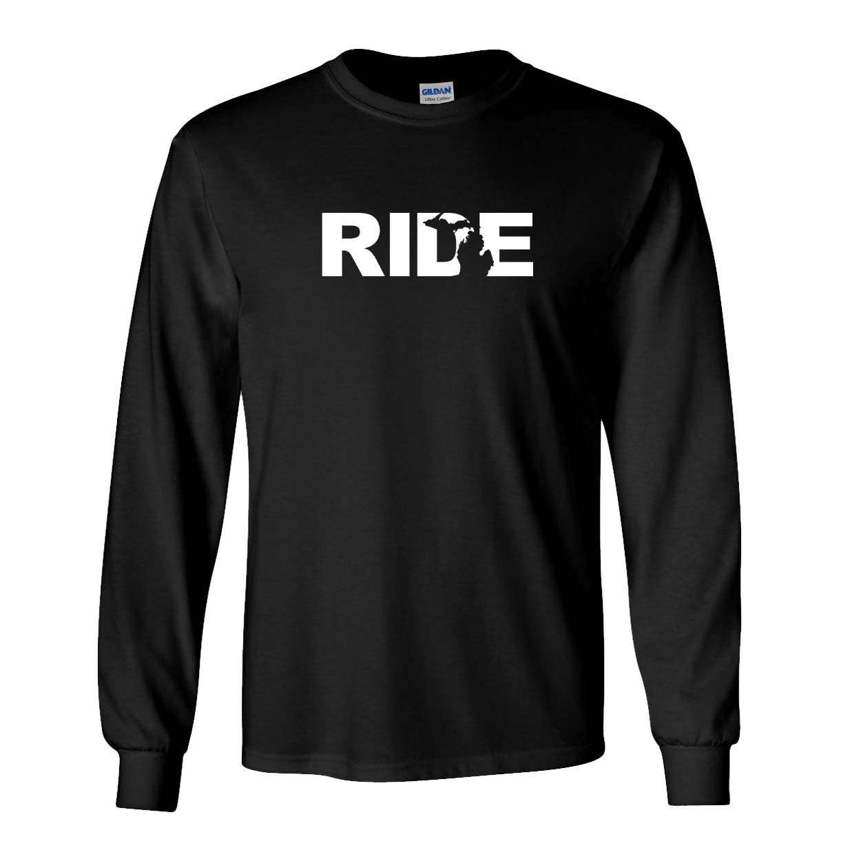 Ride Michigan Classic Long Sleeve T-Shirt Black (White Logo)