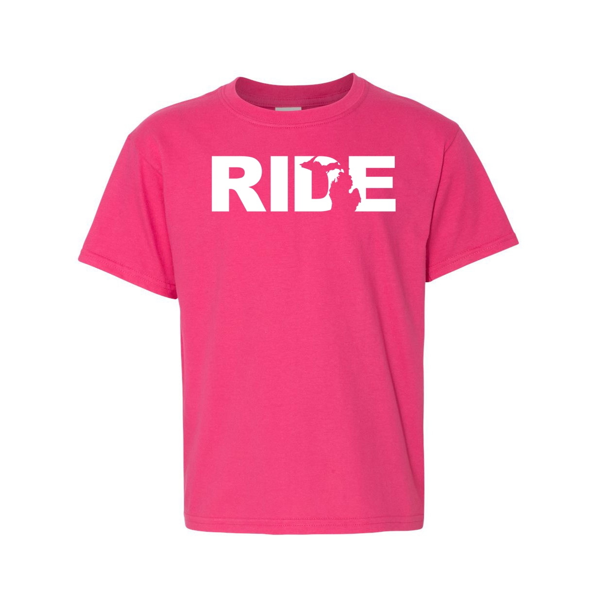 Ride Michigan Classic Youth T-Shirt Pink (White Logo)