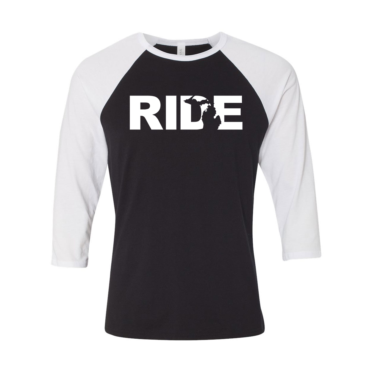 Ride Michigan Classic Raglan Shirt Black/White (White Logo)