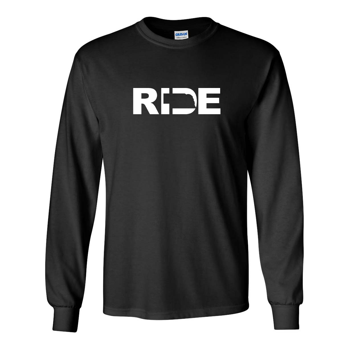 Ride Nebraska Classic Long Sleeve T-Shirt Black (White Logo)
