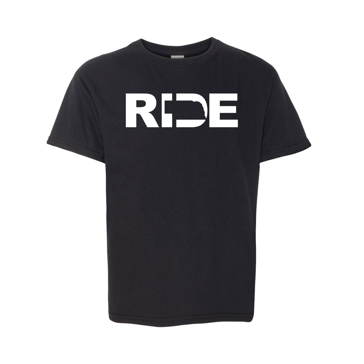 Ride Nebraska Classic Youth T-Shirt Black (White Logo)