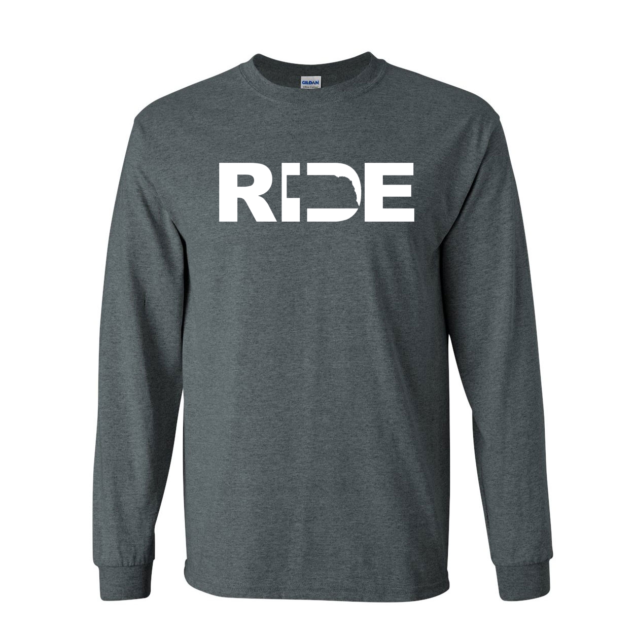 Ride Nebraska Classic Long Sleeve T-Shirt Dark Heather (White Logo)