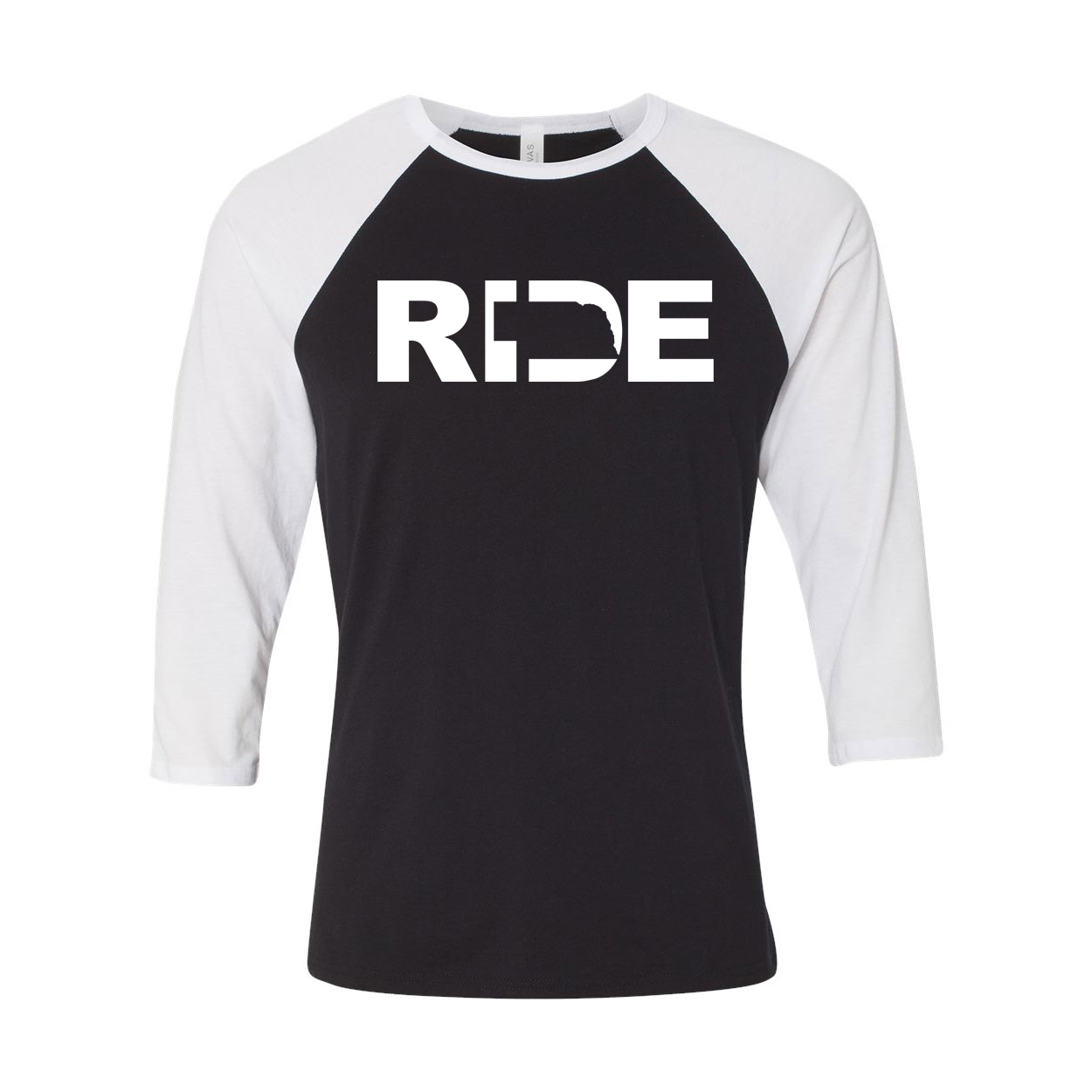 Ride Nebraska Classic Raglan Shirt Black/White (White Logo)