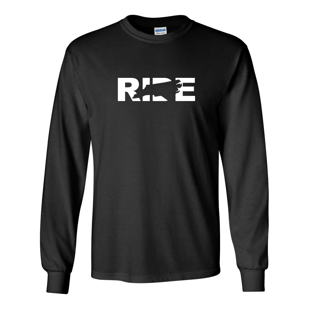 Ride North Carolina Classic Long Sleeve T-Shirt Black (White Logo)