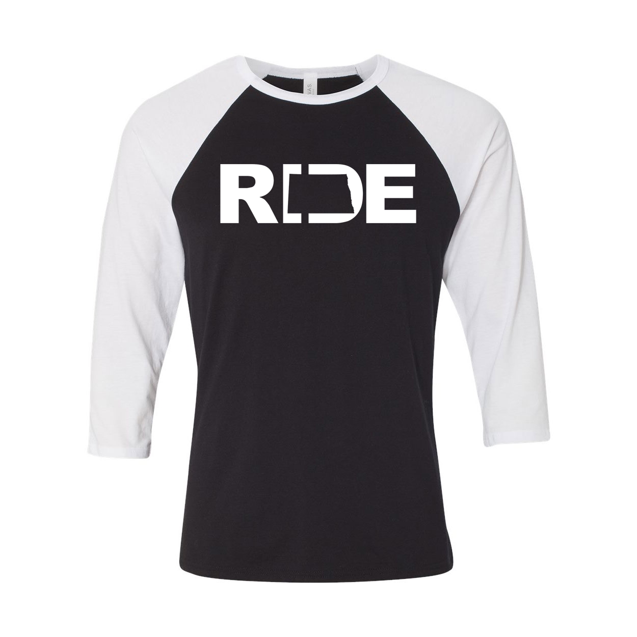 Ride North Dakota Classic Raglan Shirt Black/White (White Logo)