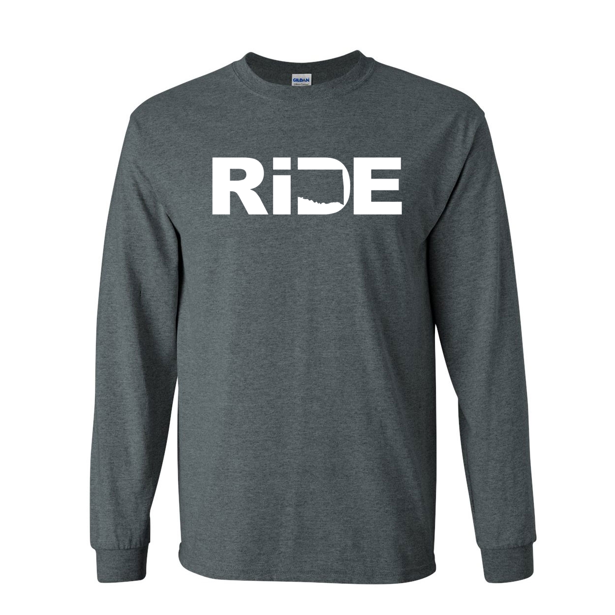 Ride Oklahoma Classic Long Sleeve T-Shirt Dark Heather (White Logo)