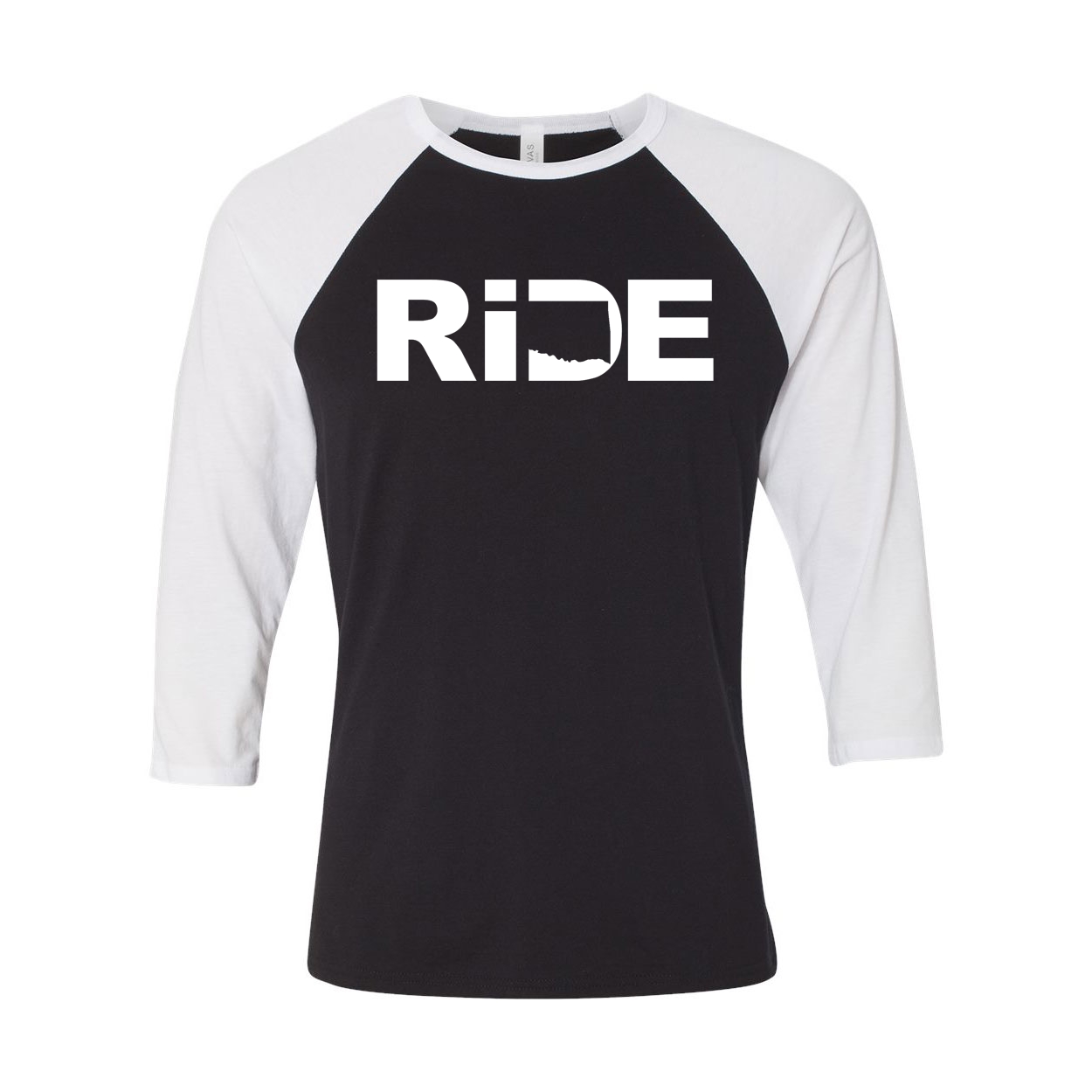 Ride Oklahoma Classic Raglan Shirt Black/White (White Logo)