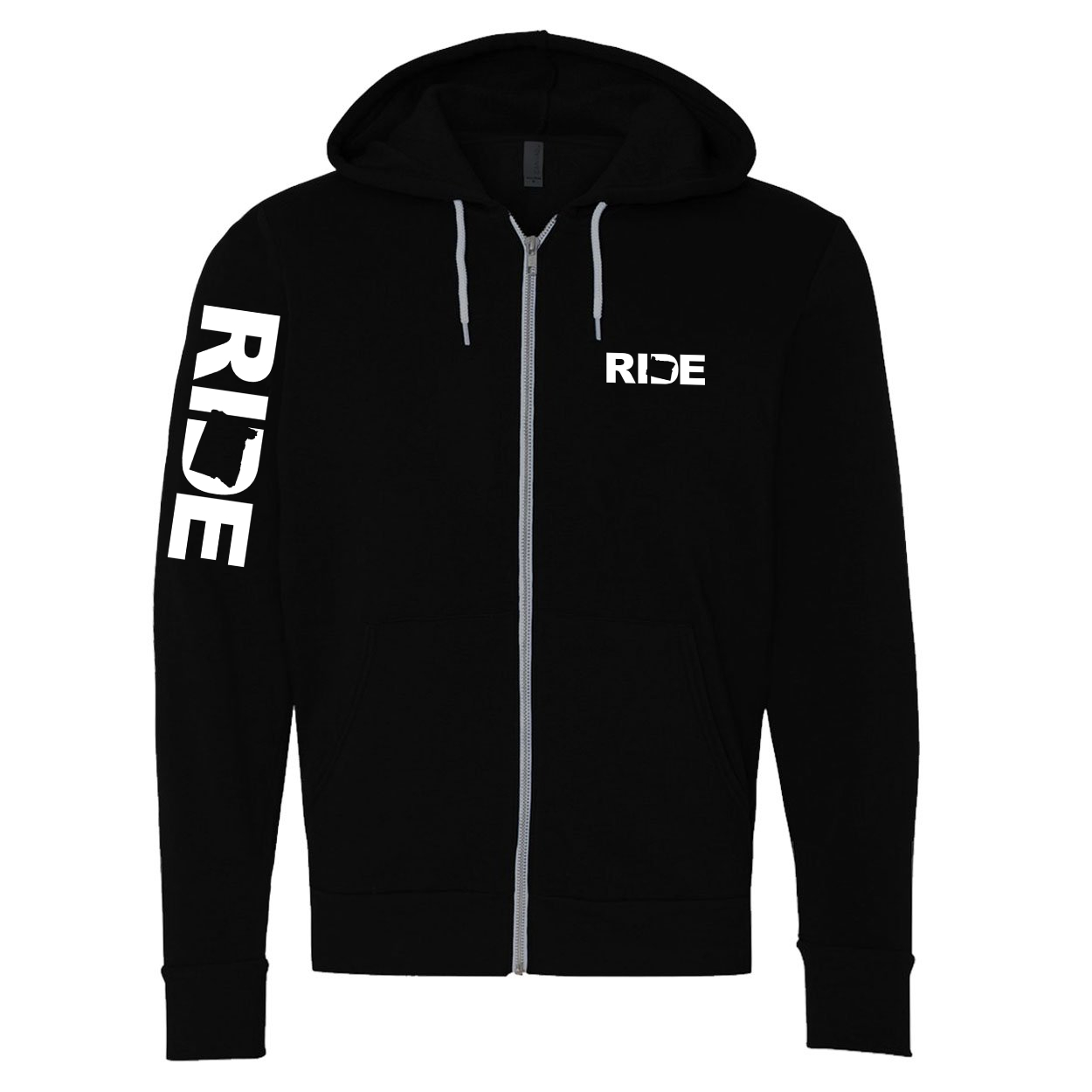 Ride Oregon Classic Zip Sweatshirt Black (White Logo)