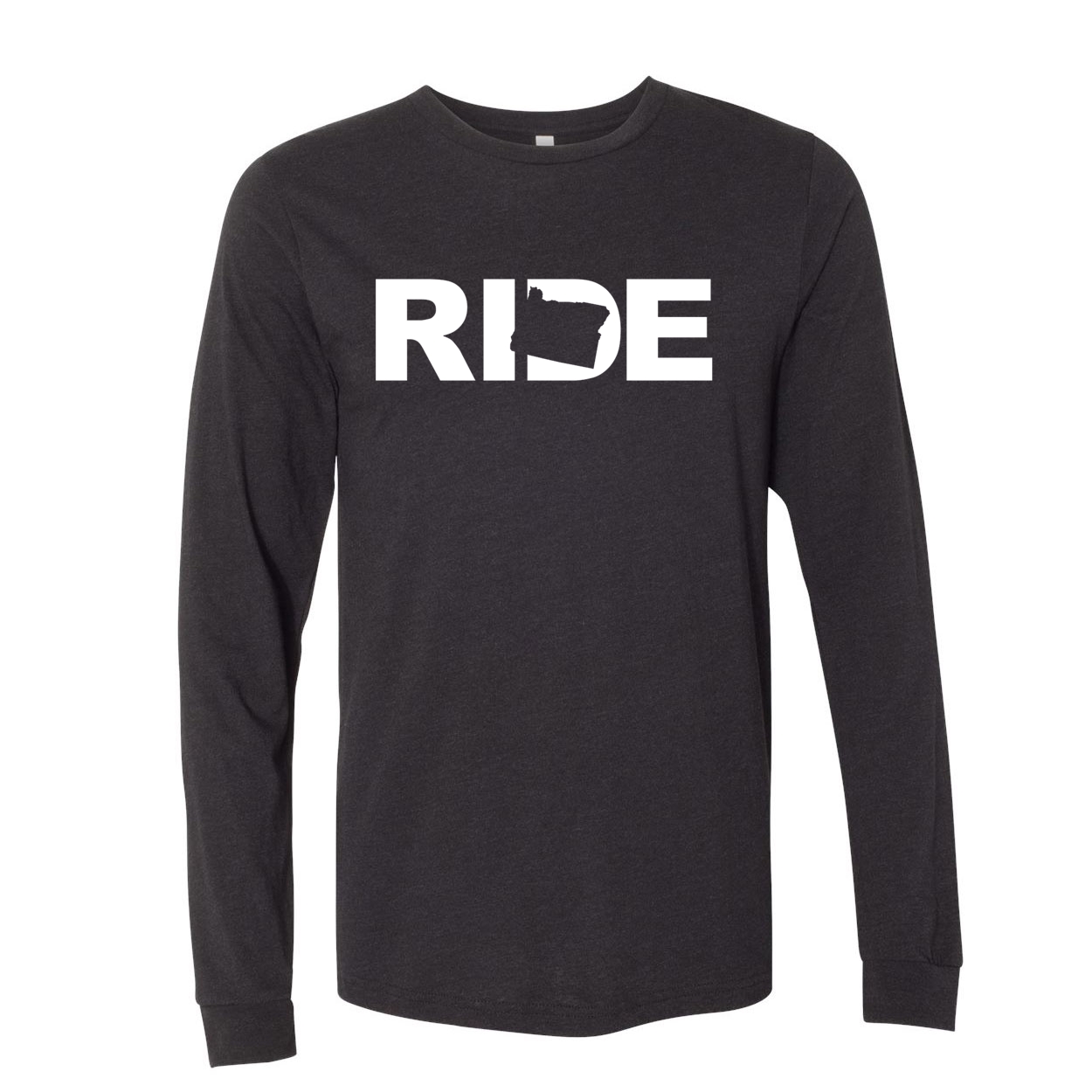 Ride Oregon Classic Premium Long Sleeve T-Shirt Black (White Logo)