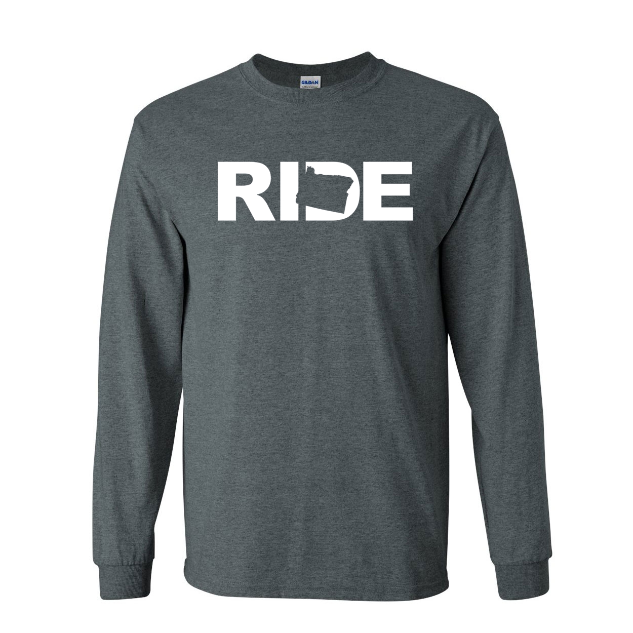 Ride Oregon Classic Long Sleeve T-Shirt Dark Heather (White Logo)