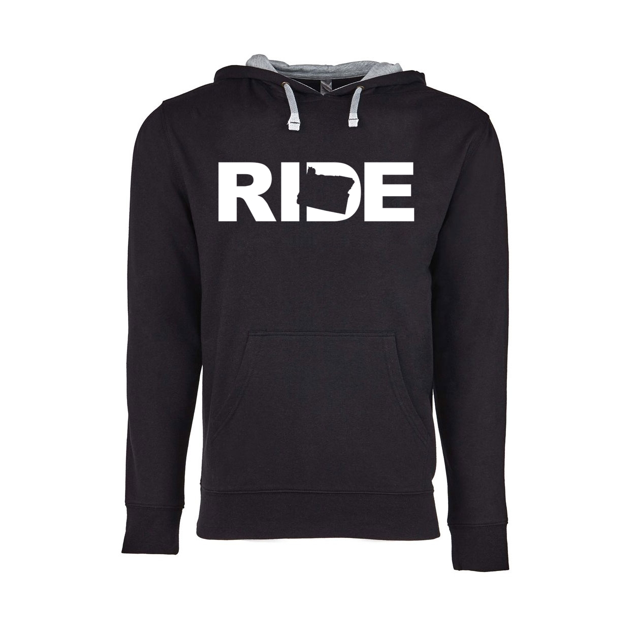 Ride Oregon Classic Lightweight Sweatshirt Black/Heather Gray (White Logo)