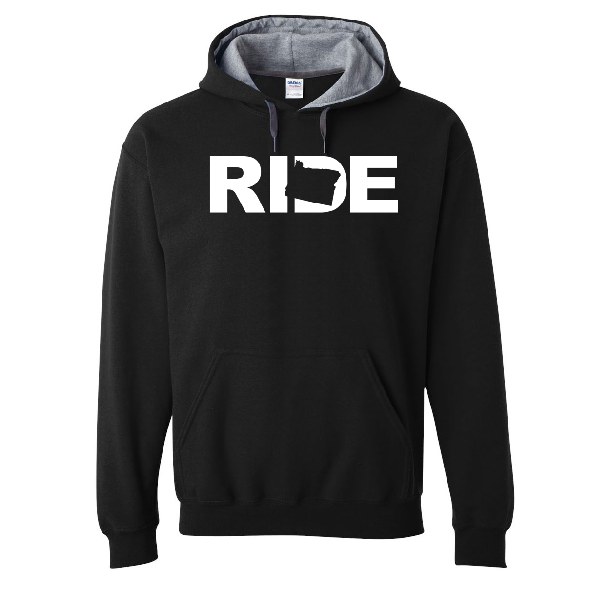 Ride Oregon Classic Contrast Sweatshirt Black (White Logo)