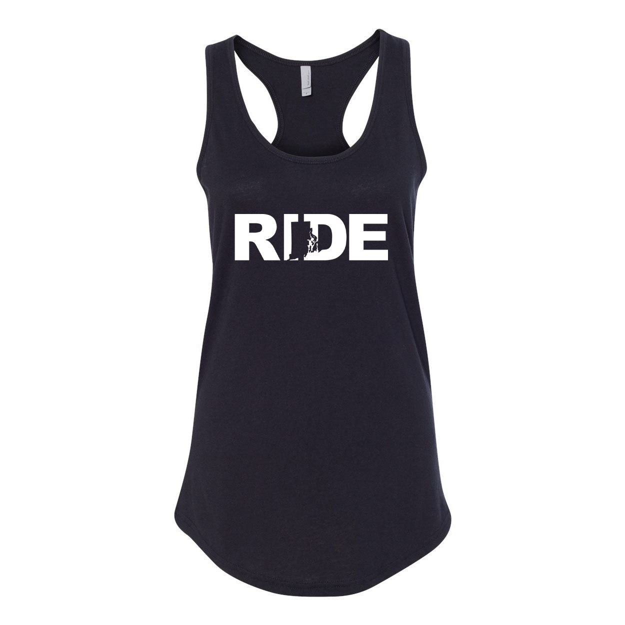 Ride Rhode Island Classic Women's Racerback Tank Top Black (White Logo)