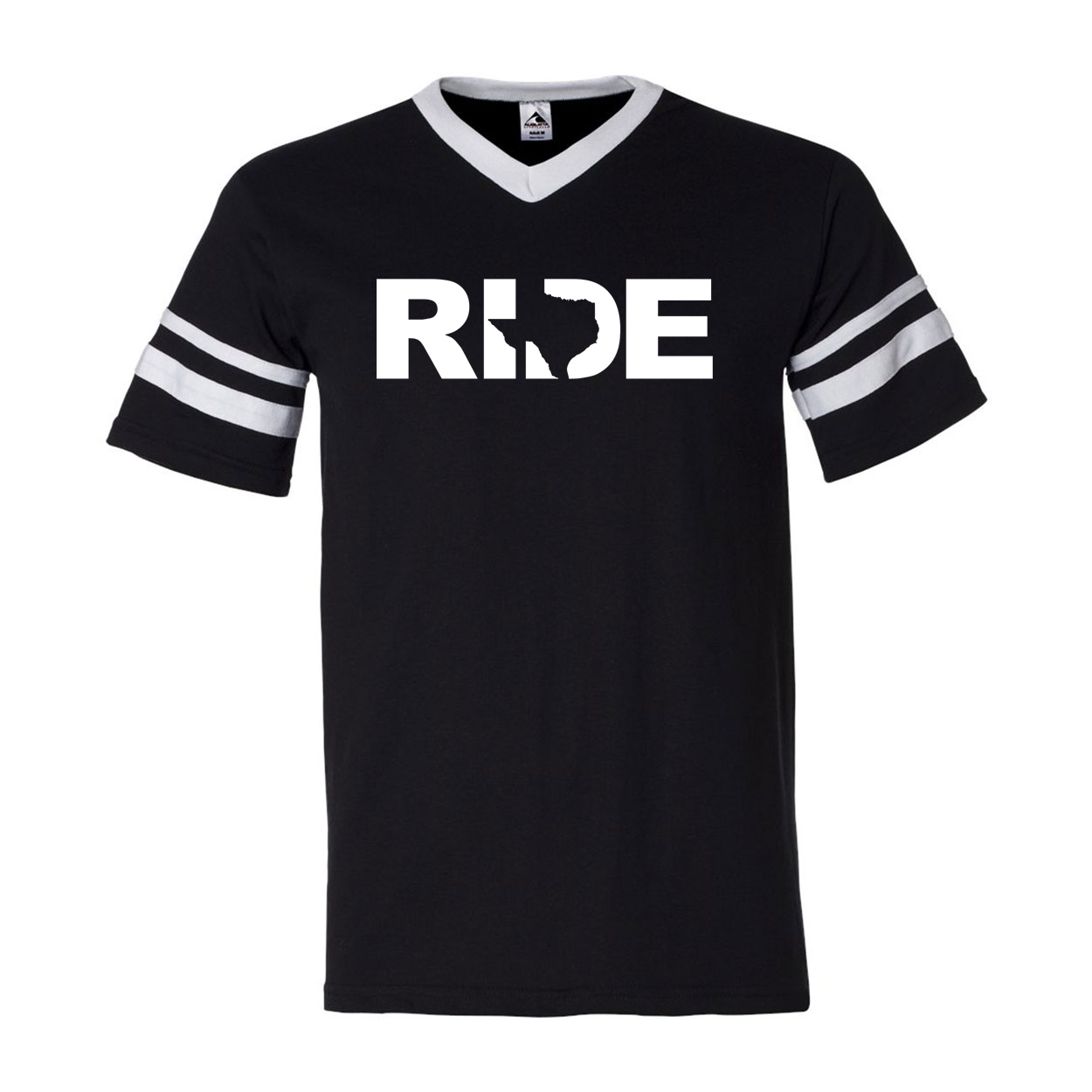 Ride Texas Classic Premium Striped Jersey T-Shirt Black/White (White Logo)