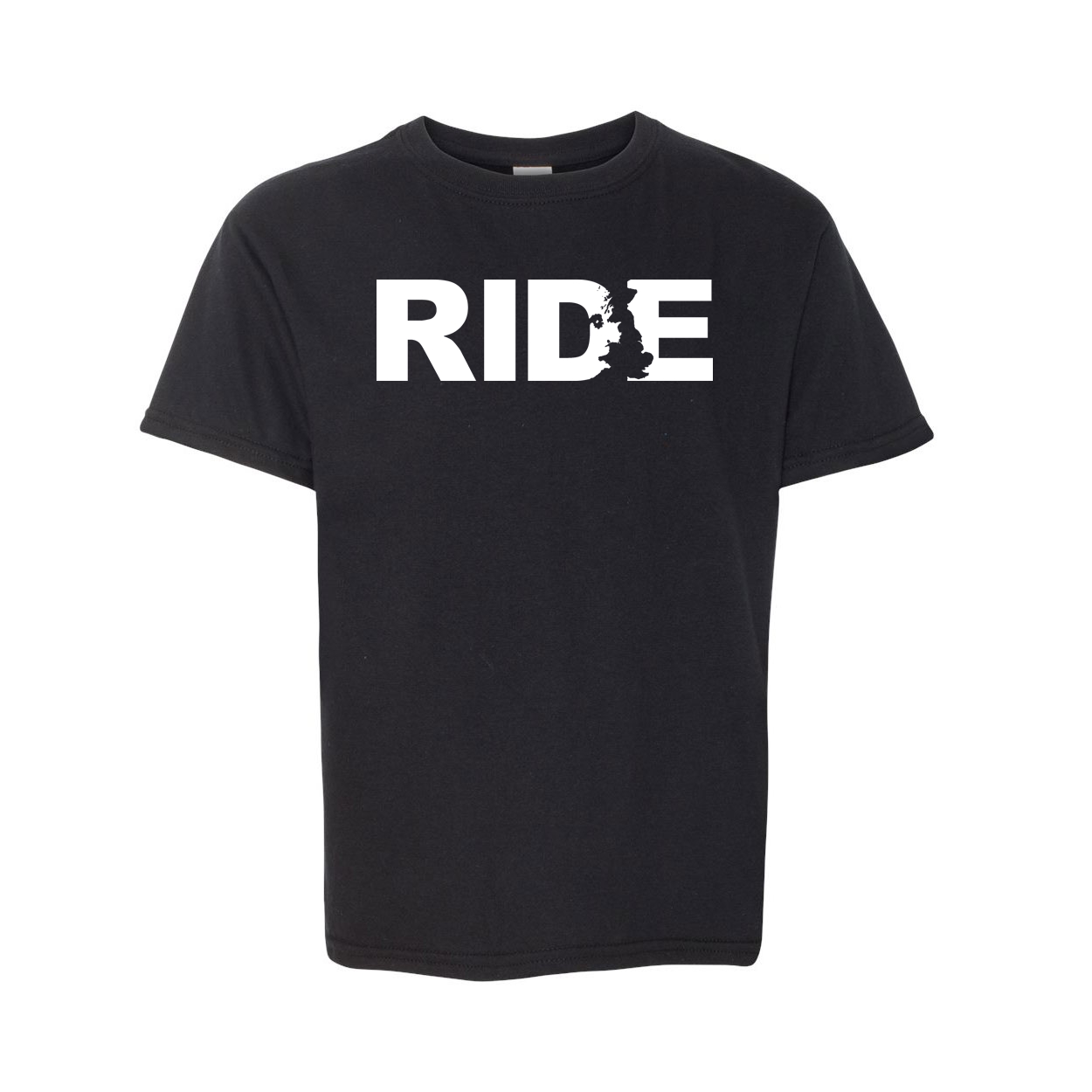 Ride United Kingdom Classic Youth T-Shirt Black (White Logo)