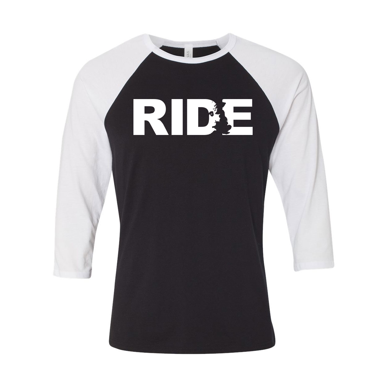 Ride United Kingdom Classic Raglan Shirt Black/White (White Logo)