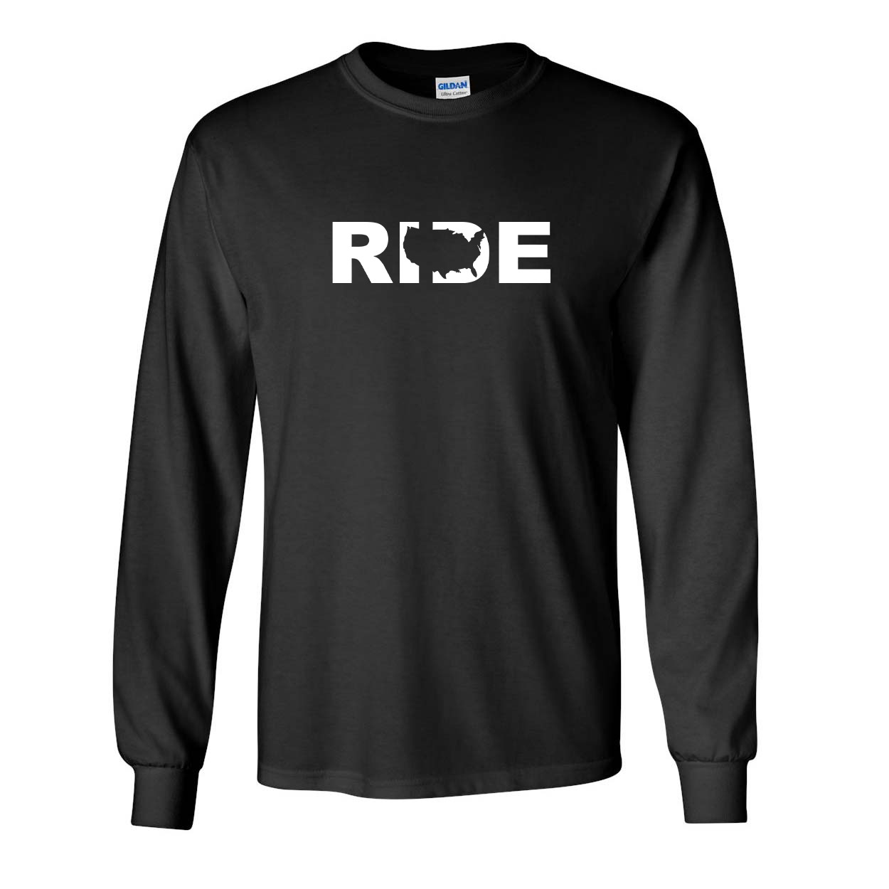 Ride United States Classic Long Sleeve T-Shirt Black (White Logo)