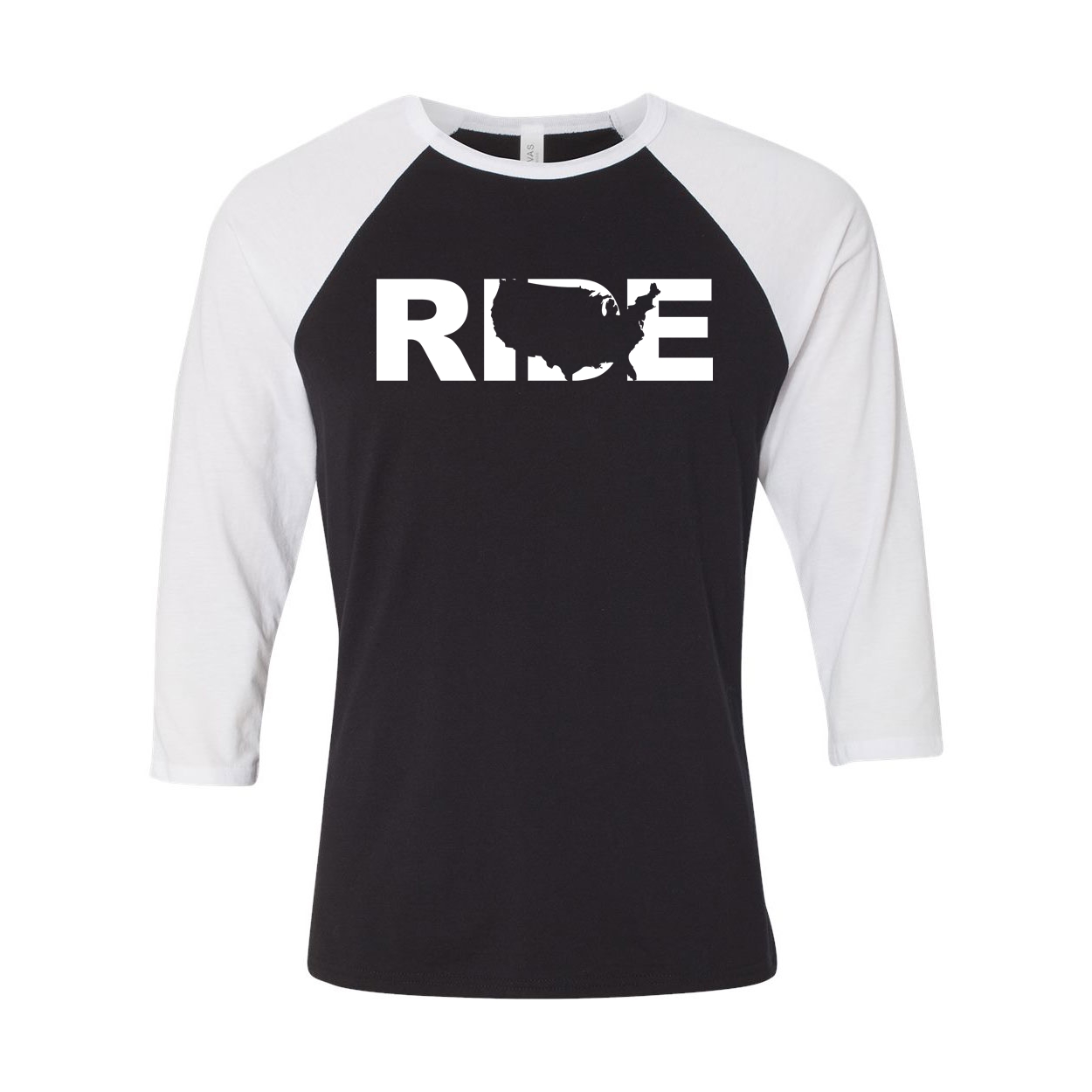 Ride United States Classic Raglan Shirt Black/White (White Logo)