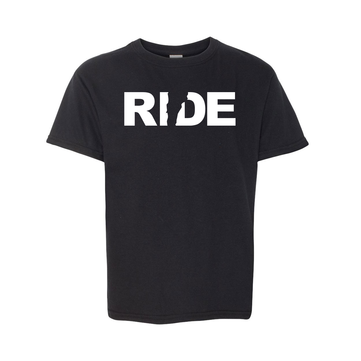 Ride Vermont Classic Youth T-Shirt Black (White Logo)