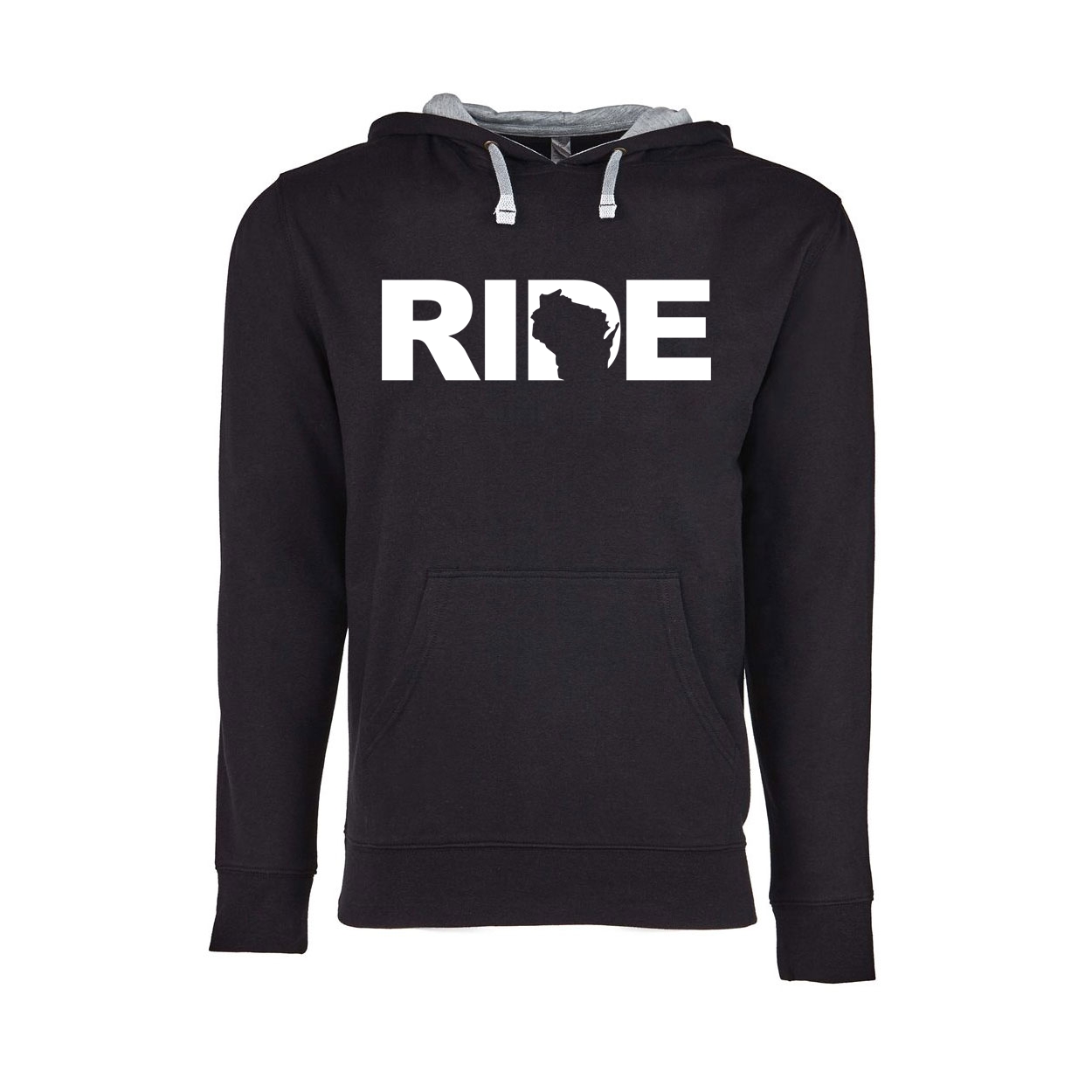 Ride Wisconsin Classic Lightweight Sweatshirt Black/Heather Gray (White Logo)