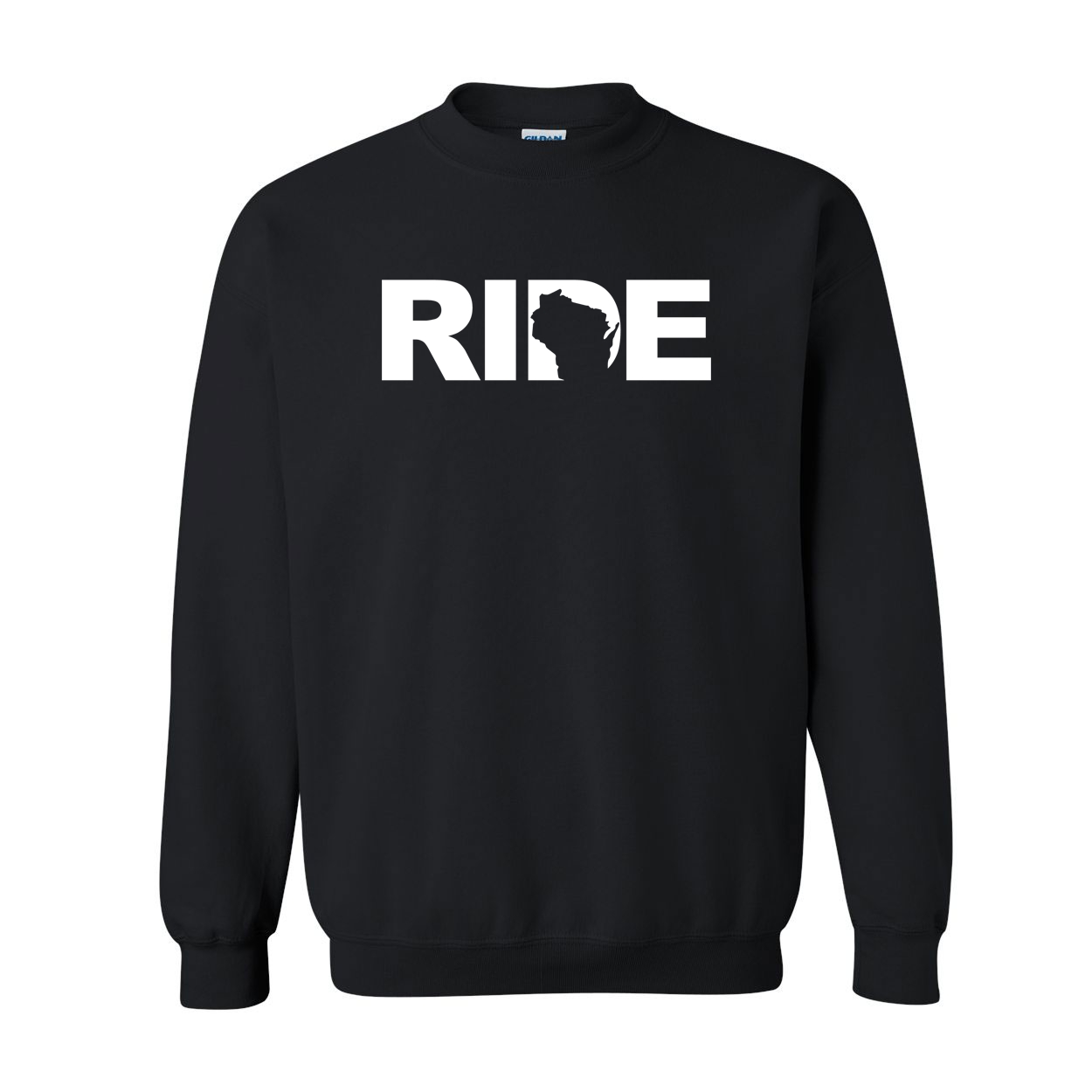 Ride Wisconsin Classic Crewneck Sweatshirt Black (White Logo)