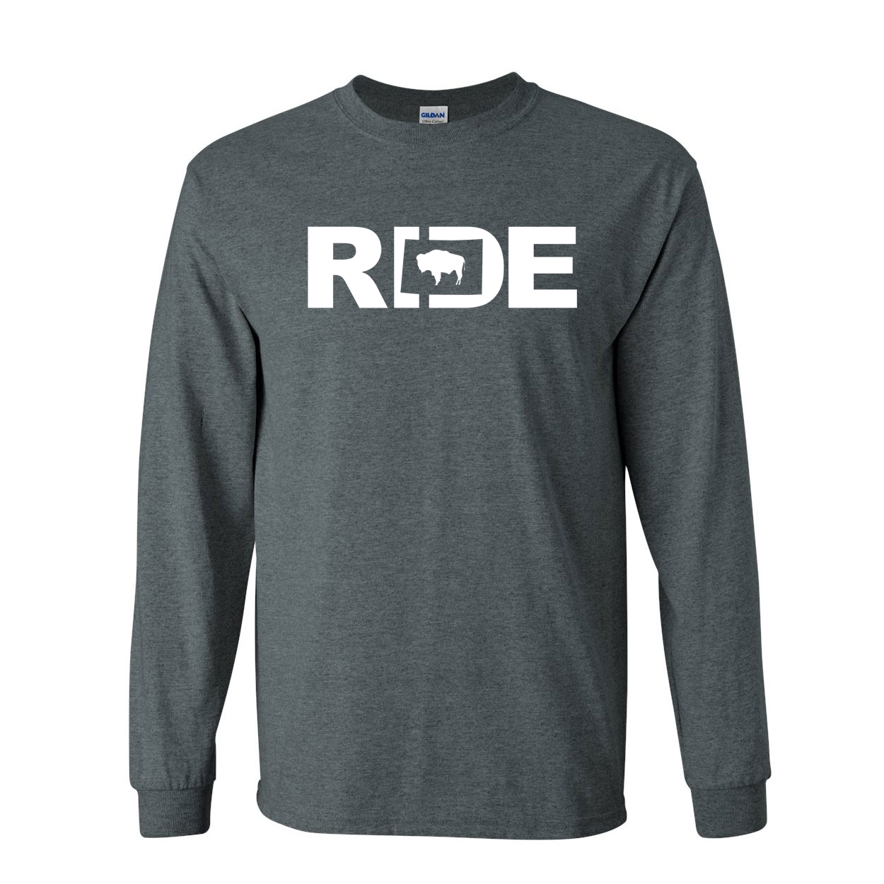 Ride Wyoming Classic Long Sleeve T-Shirt Dark Heather (White Logo)