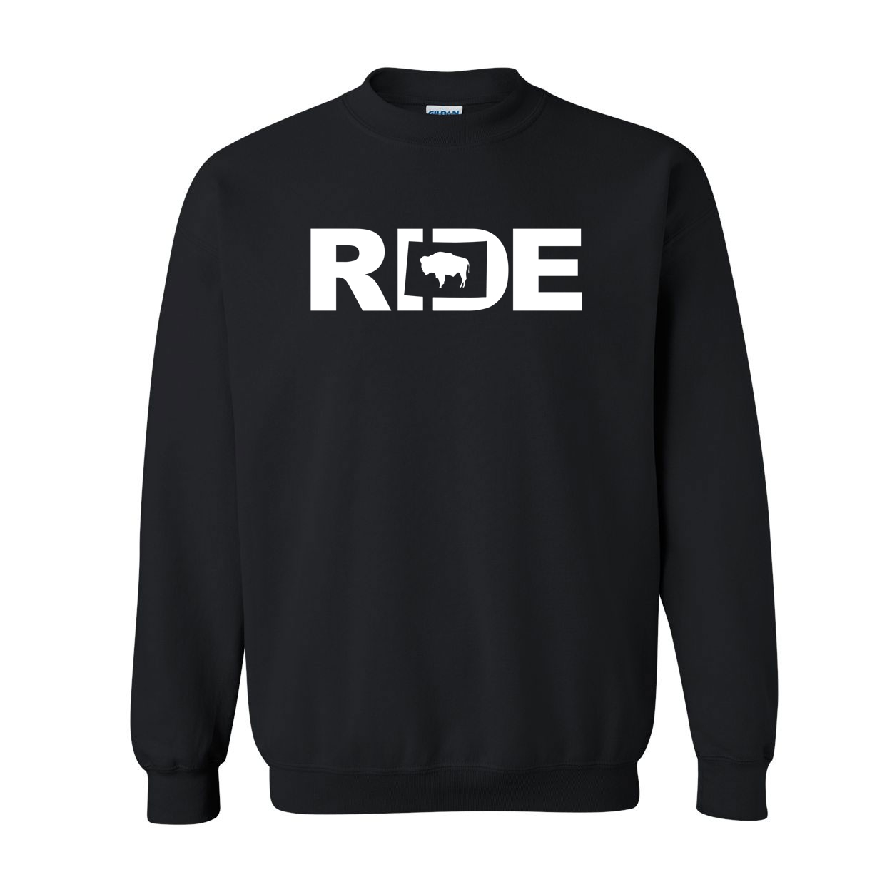 Ride Wyoming Classic Crewneck Sweatshirt Black (White Logo)