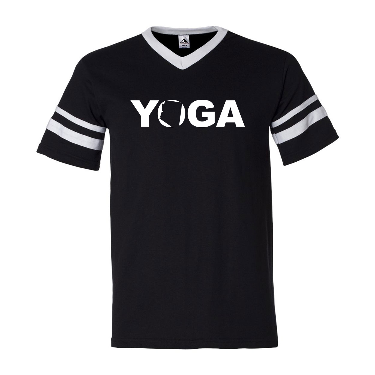 Yoga Arizona Classic Premium Striped Jersey T-Shirt Black/White (White Logo)