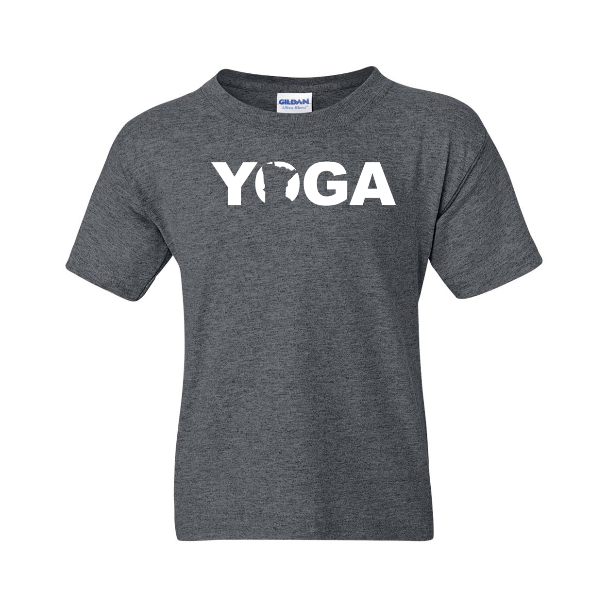 Yoga Minnesota Classic Youth T-Shirt Dark Heather Gray (White Logo)