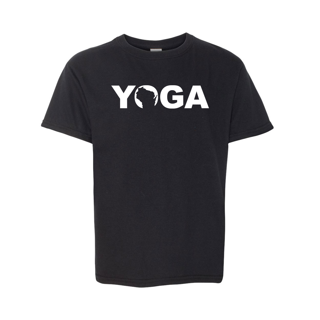 Yoga Wisconsin Classic Youth T-Shirt Black (White Logo)