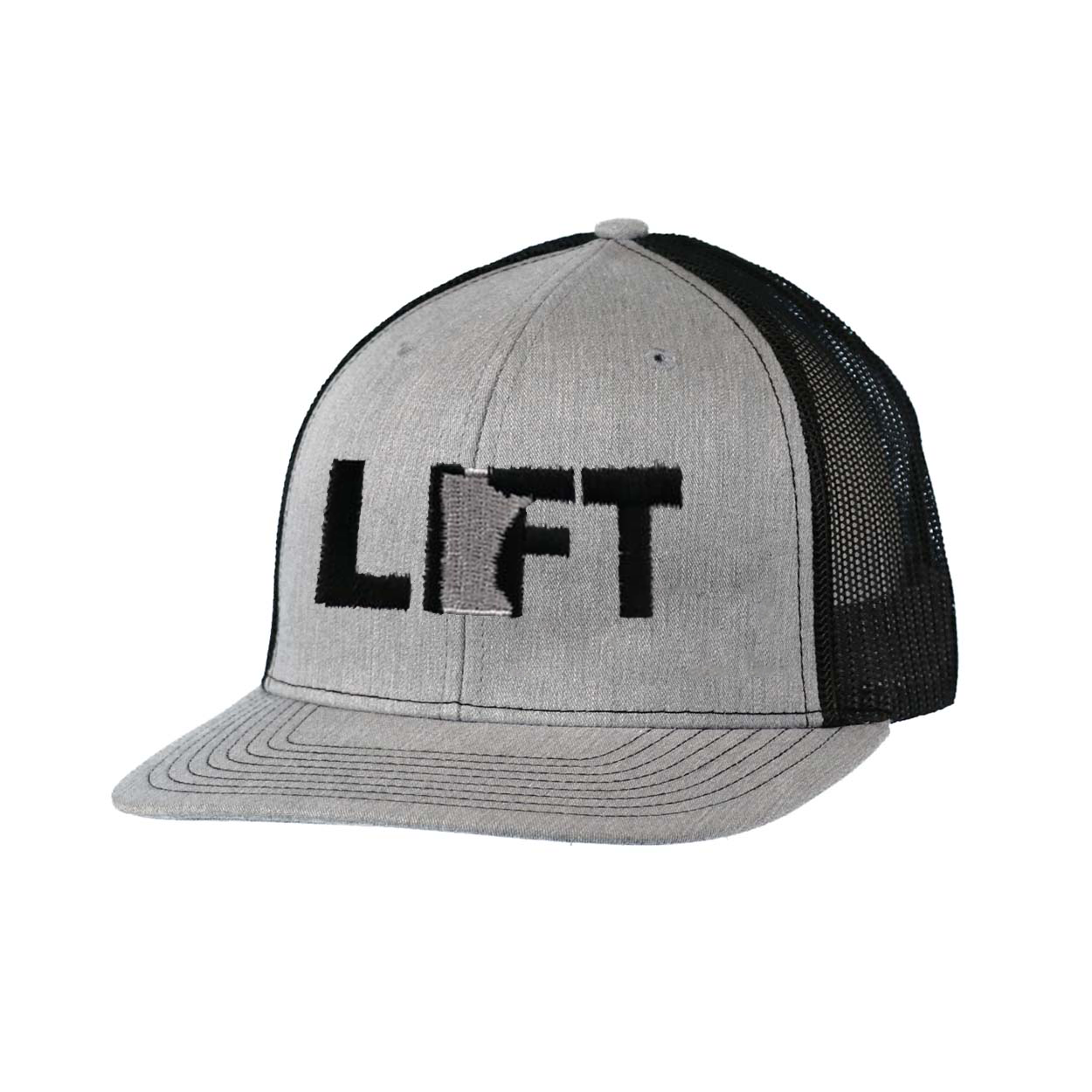 Lift Minnesota Classic Embroidered Snapback Trucker Hat Heather Gray/Black