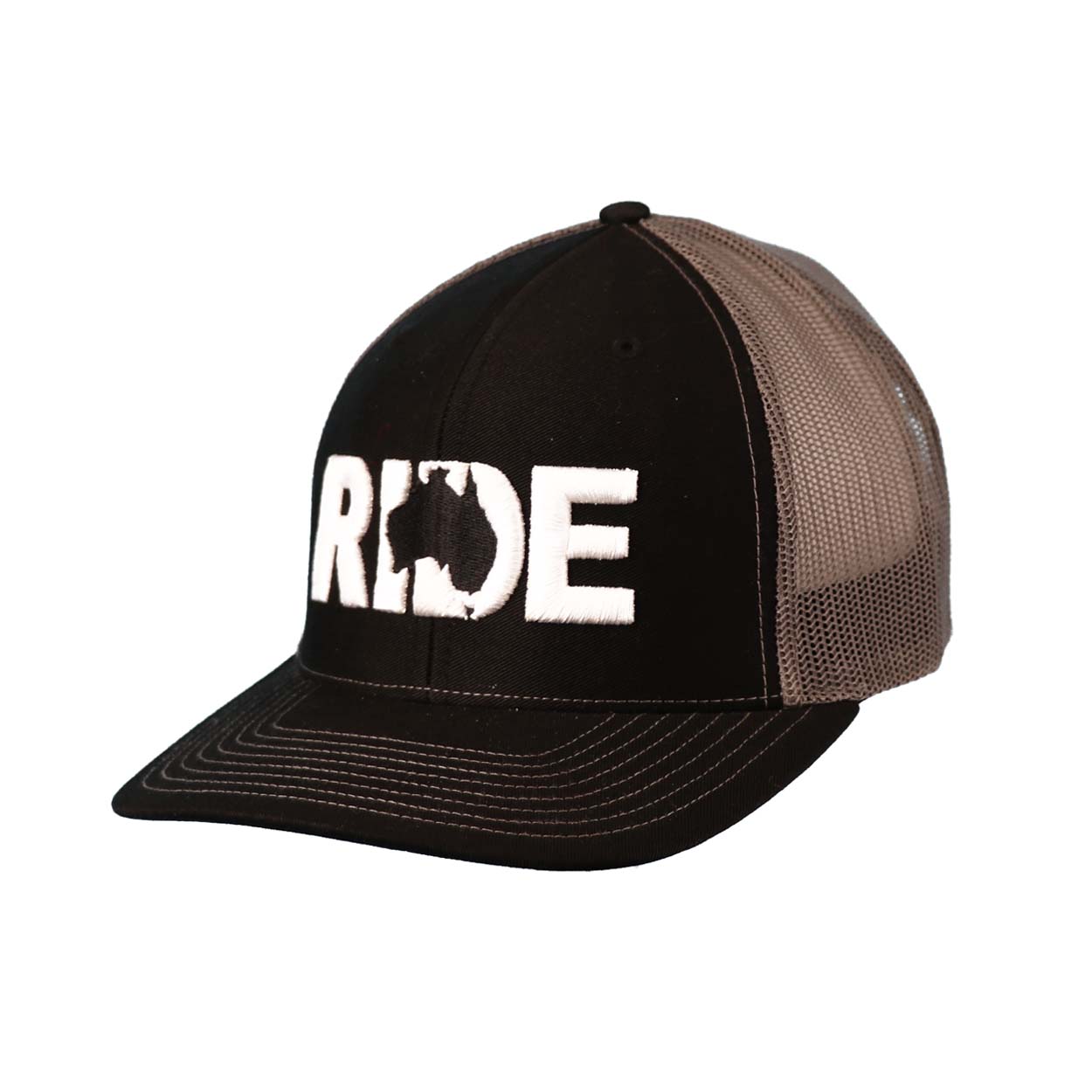 Ride Australia Classic Pro 3D Puff Embroidered Snapback Trucker Hat Black/Gray