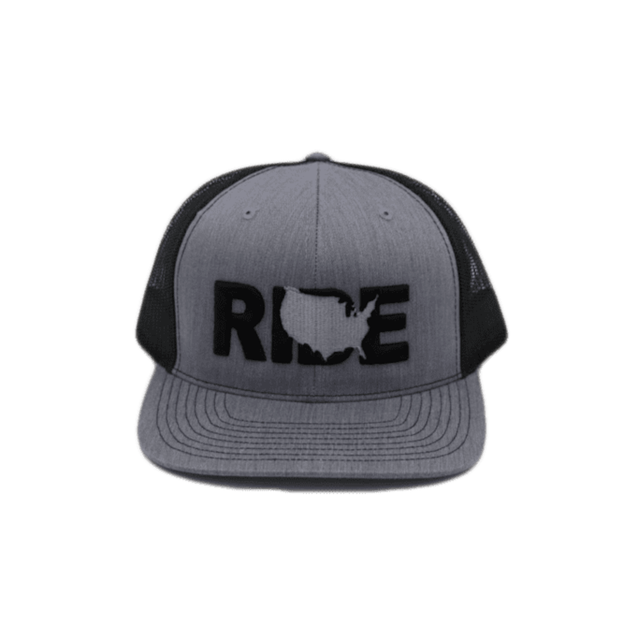 Ride United States Classic Pro 3D Puff Embroidered Snapback Trucker Hat Heather Gray/Black