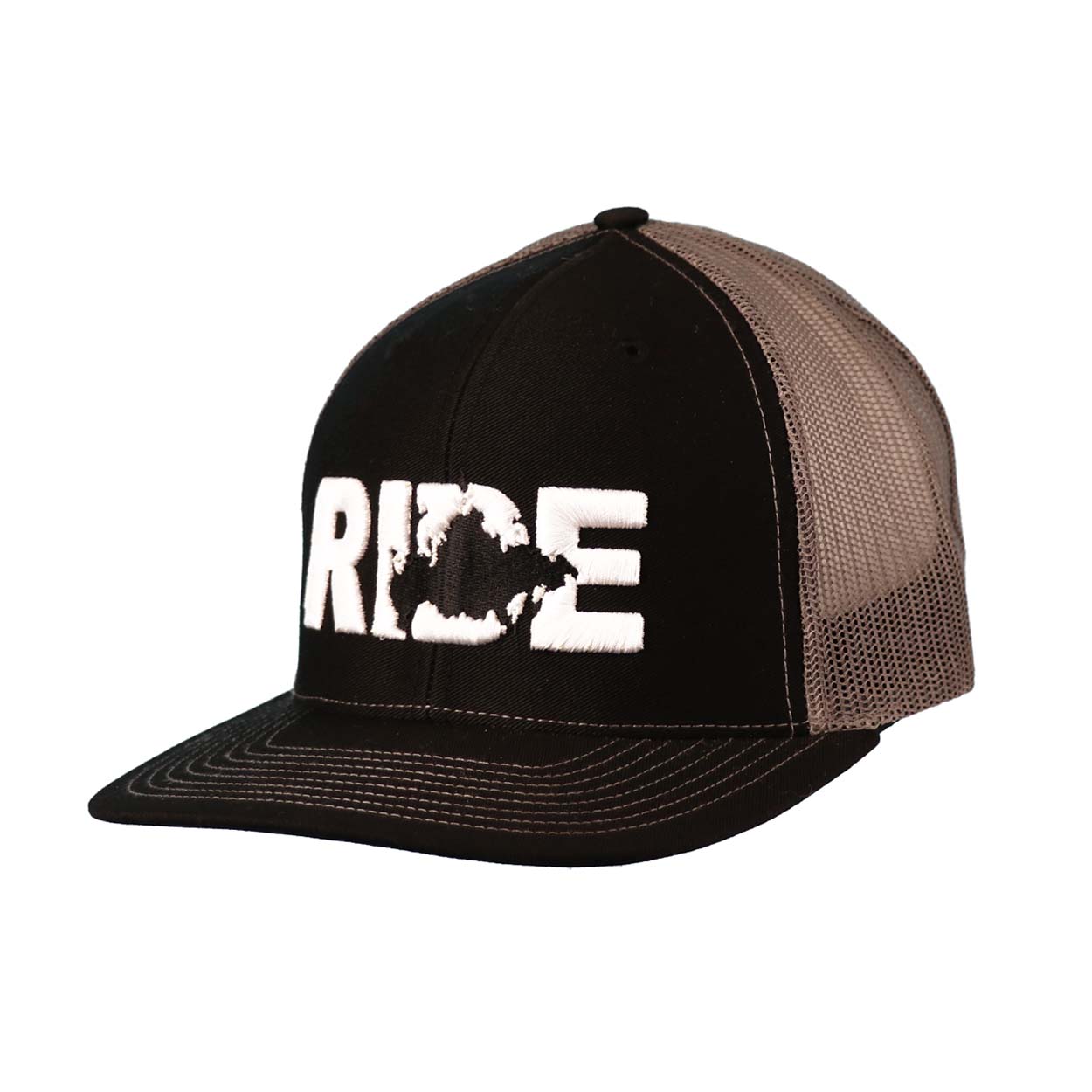 Ride Russia Classic Pro 3D Puff Embroidered Snapback Trucker Hat Black/Gray