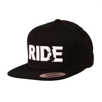 Ride United Kingdom Classic Flatbrim Snapback Hat Black_White