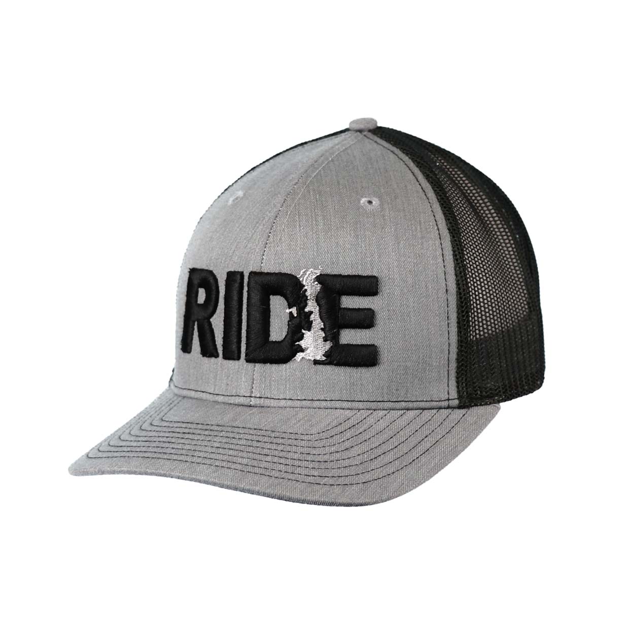 Ride United Kingdom Classic Embroidered Snapback Trucker Hat Heather Gray/Black