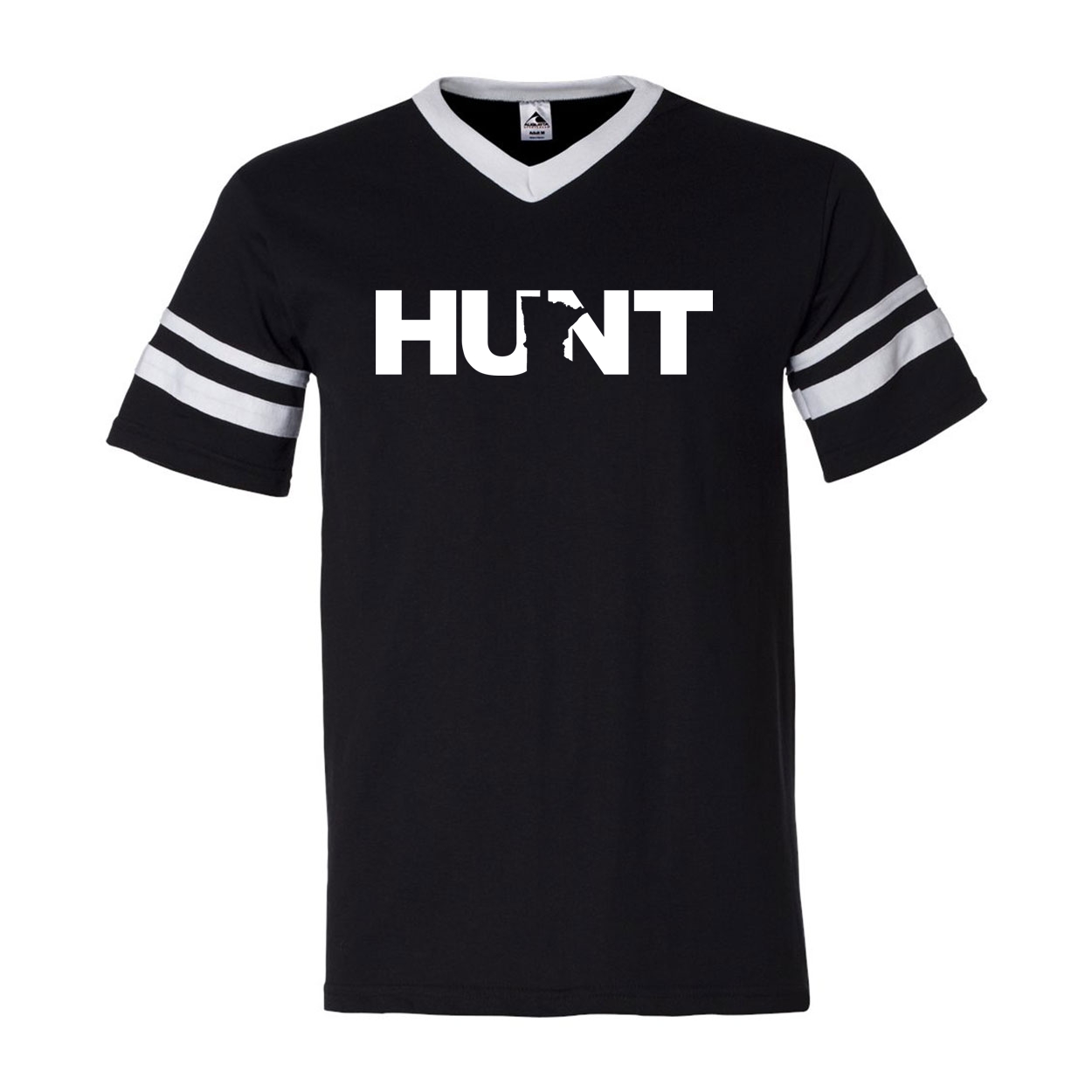 Hunt Minnesota Classic Premium Striped Jersey T-Shirt Black/White (White Logo)