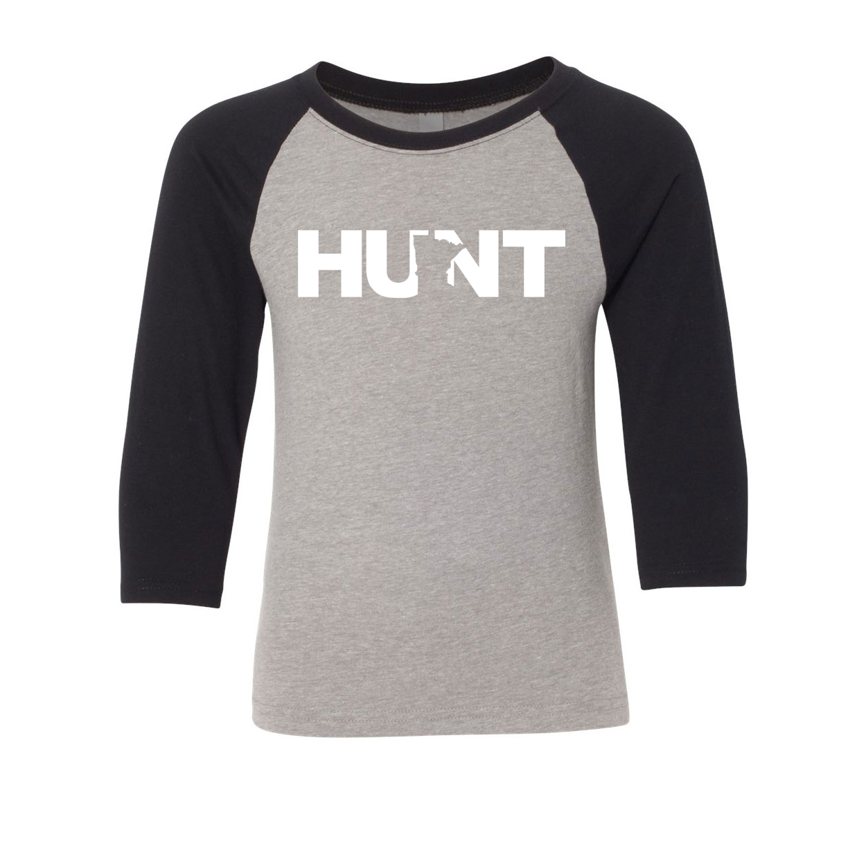 Hunt Minnesota Classic Youth Premium Raglan Shirt Gray/Black (White Logo)