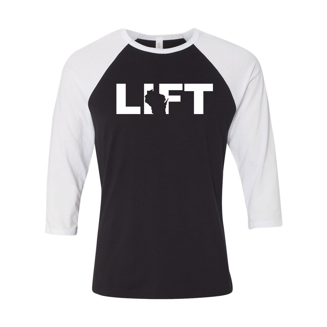 Lift Wisconsin Classic Raglan Shirt Black/White (White Logo)