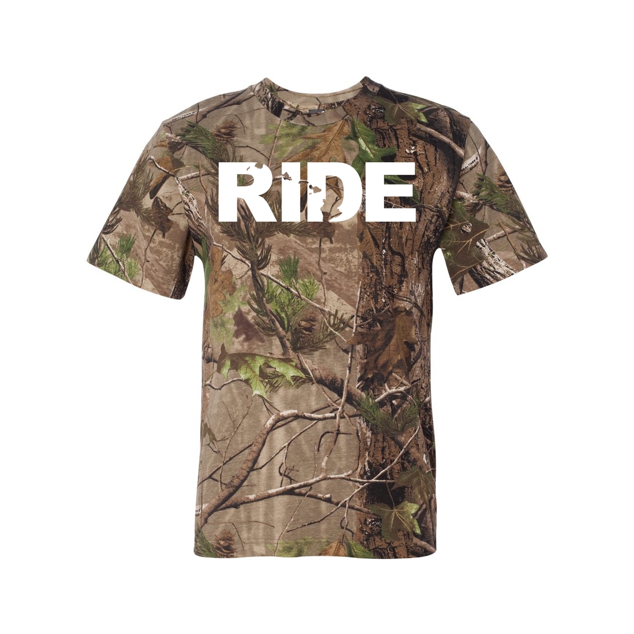 Ride Hawaii Classic Premium T-Shirt RealTree Camo (White Logo)