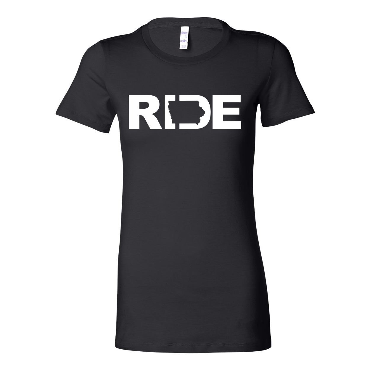 Ride Iowa Classic Women's Fitted Tri-Blend T-Shirt Black (White Logo)