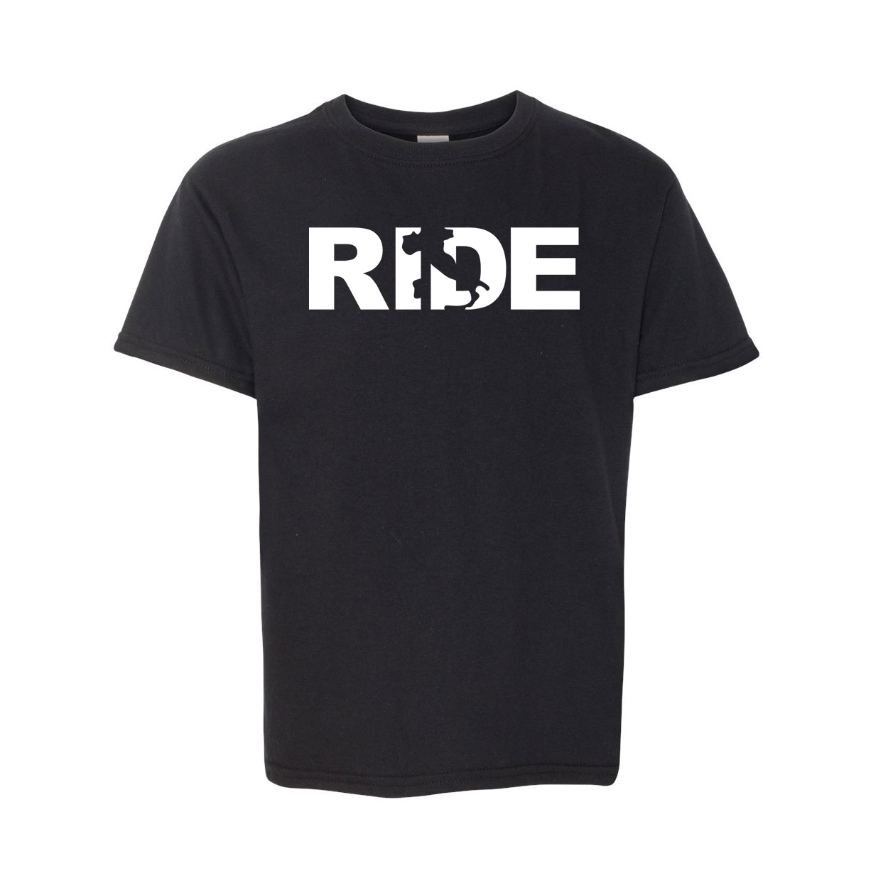 Ride Italy Classic Youth T-Shirt Black (White Logo)