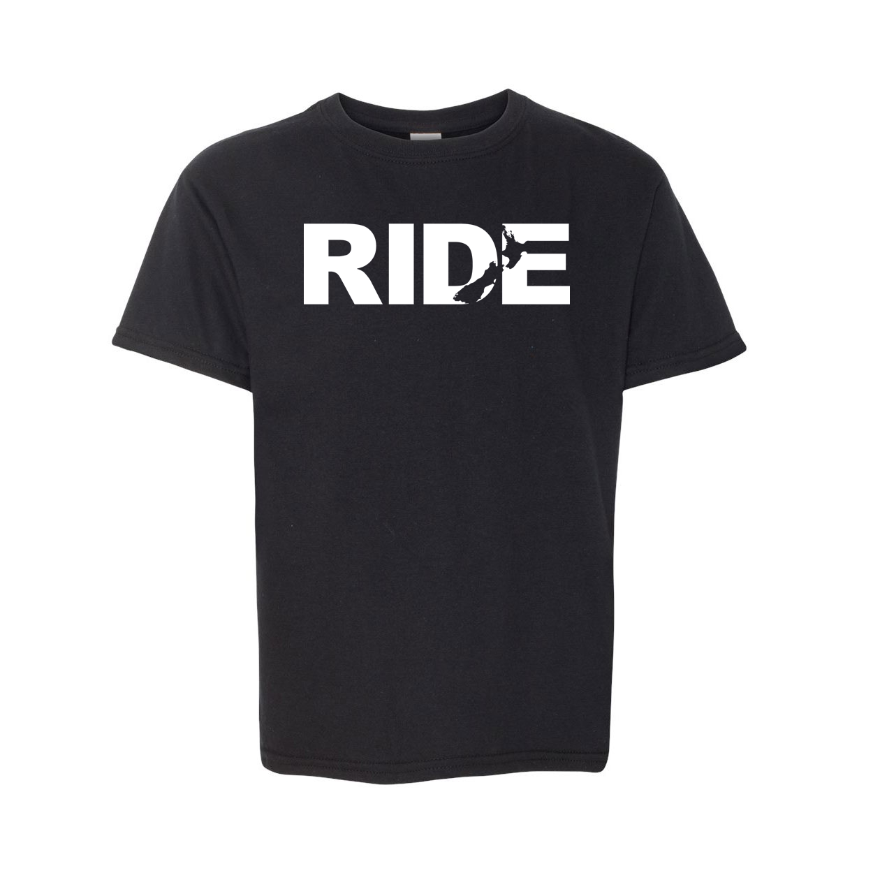 Ride New Zealand Classic Youth T-Shirt Black (White Logo)