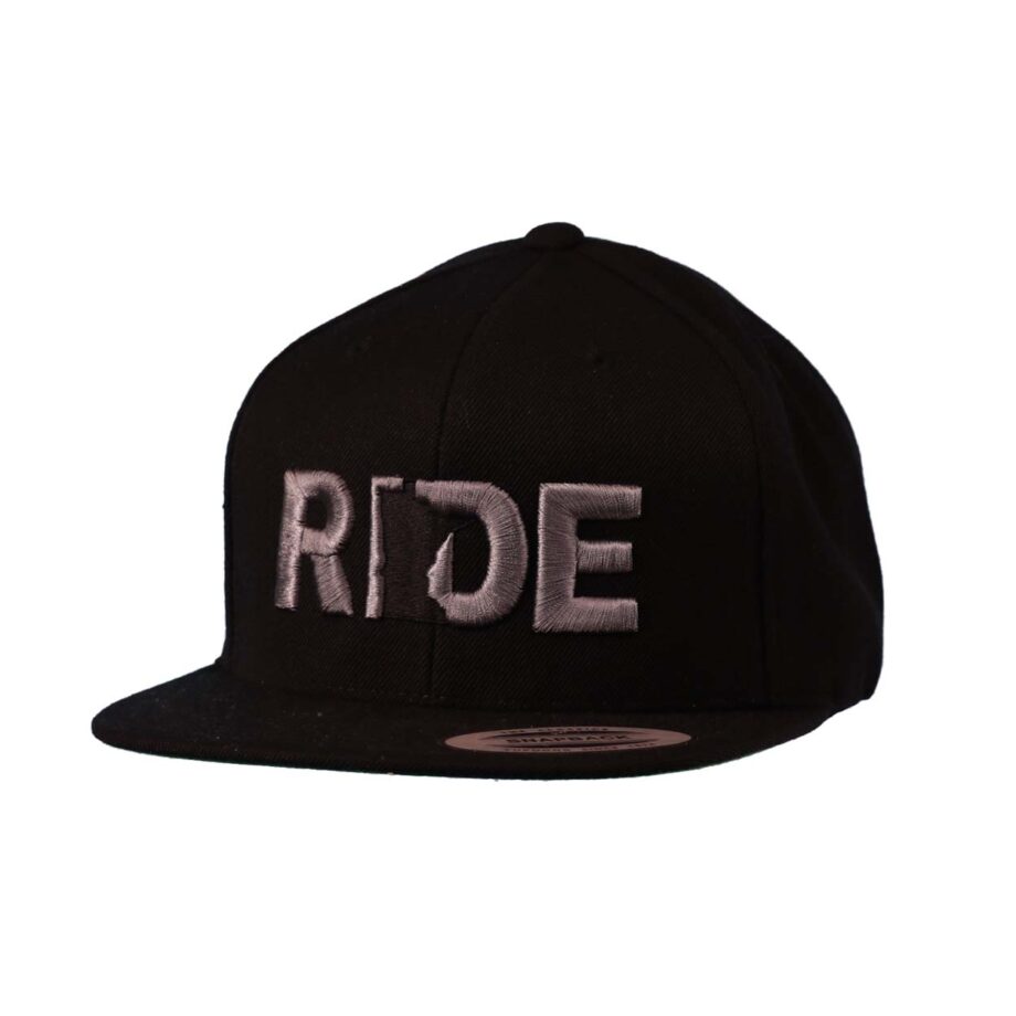 Ride Minnesota Classic Flat Brim Snapback Hat Black_Charcoal_Side