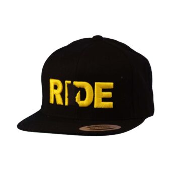 Ride Minnesota Classic Flat Brim Snapback Hat Black_Gold_Side