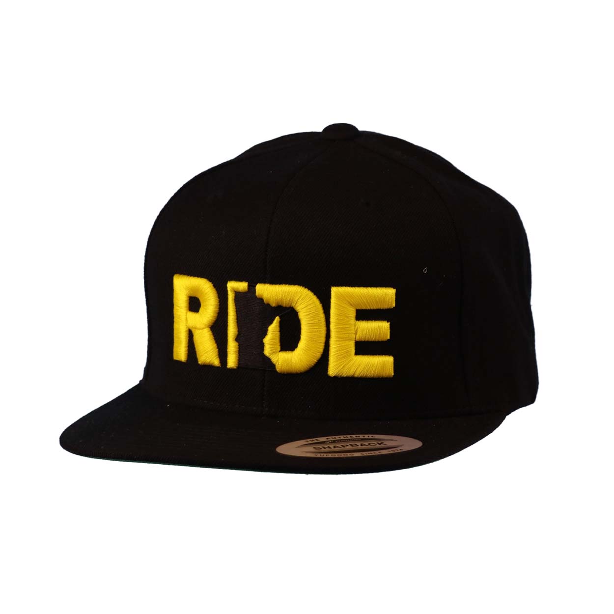Ride Minnesota Classic Embroidered  Snapback Flat Brim Hat Black/Gold
